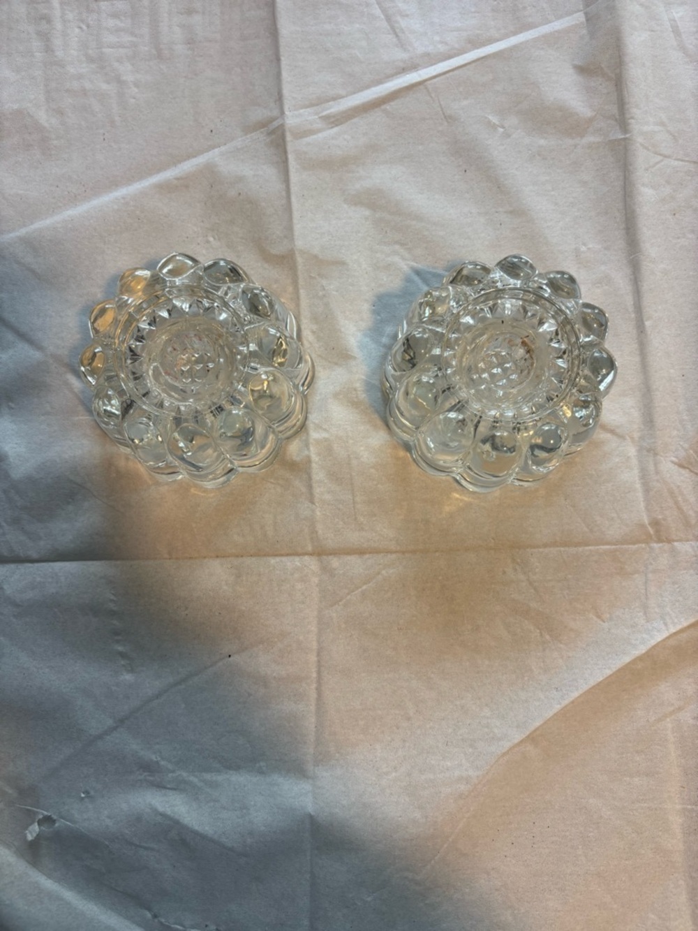 Vintage Princess House Crystal Candle Holders Set of 2 Reversible Bubble Glass